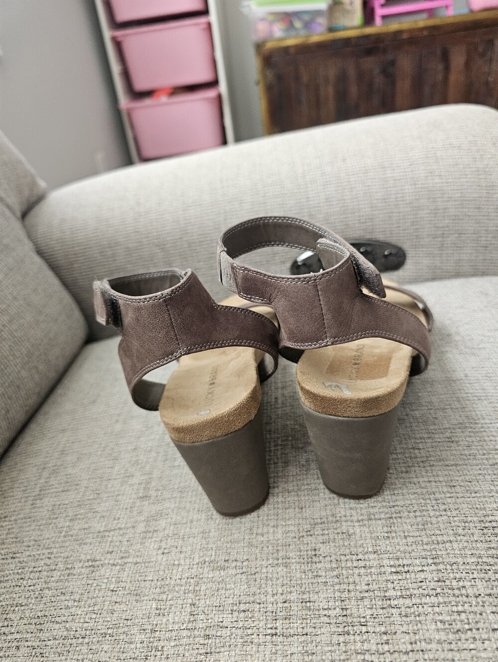 Lucky Brand Kanoa Leather Wedge Sandals – Taupe – Women's Size 9 - Picture 5 of 7
